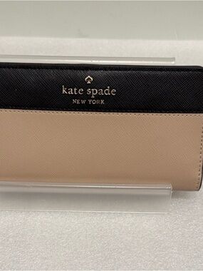 kate spade Two-Tone Leather Tote in Black & Cream-EUC